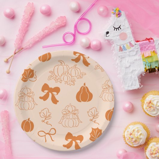 Kleine pompoen handgetrokken oranje Baby shower Papieren Bordje (Feest)