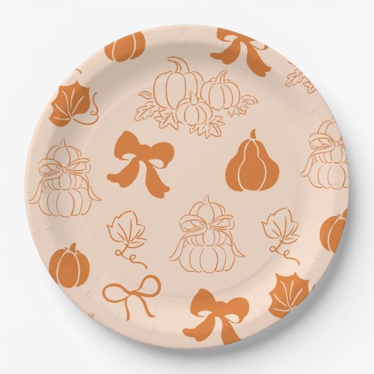 Kleine pompoen handgetrokken oranje Baby shower Papieren Bordje (Voorkant)