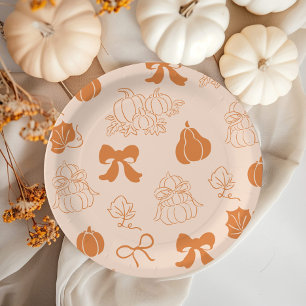 Kleine pompoen handgetrokken oranje Baby shower Papieren Bordje