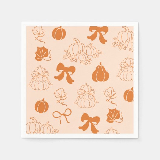 Kleine pompoen handgetrokken oranje Baby shower Servet (Voorkant)