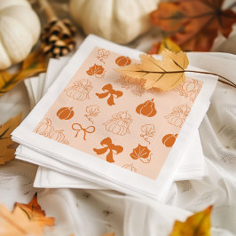 Kleine pompoen handgetrokken oranje Baby shower Servet