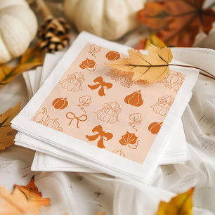 Kleine pompoen handgetrokken oranje Baby shower Servet