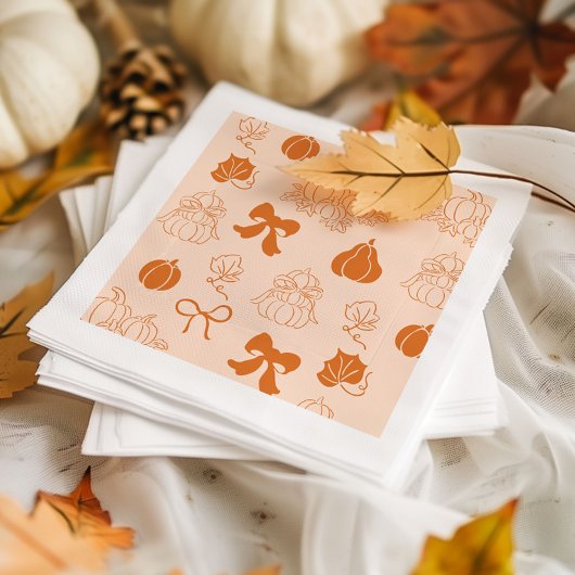 Kleine pompoen handgetrokken oranje Baby shower Servet