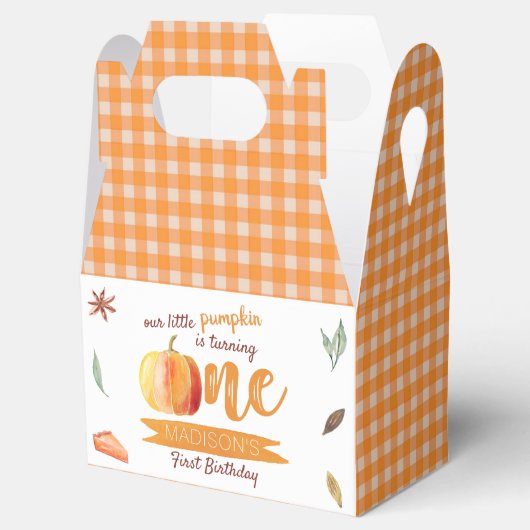 Kleine Pompoen Herfst 1e Verjaardag Bedankdoosjes (Geopend)