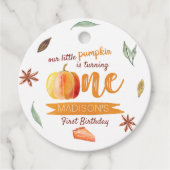 Kleine Pompoen Herfst 1e Verjaardag Bedankjes Labels (Voorkant)