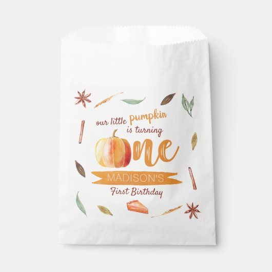 Kleine Pompoen Herfst 1e Verjaardag Bedankzakje (Voorkant)