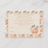 Kleine Pompoen Herfst 1e Verjaardag Gissen Spel Informatiekaartje (Voorkant)