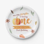 Kleine Pompoen Herfst 1e Verjaardag Papieren Bordje (Voorkant)