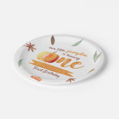 Kleine Pompoen Herfst 1e Verjaardag Papieren Bordje (Gekanteld)