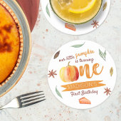 Kleine Pompoen Herfst 1e Verjaardag Ronde Kartonnen Onderzetter