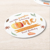 Kleine Pompoen Herfst 1e Verjaardag Ronde Kartonnen Onderzetter (Gebogen)