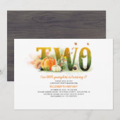 Kleine Pompoen Herfst 2e Verjaardagsfeestuitnodigi Kaart (Voorkant / Achterkant)