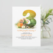 Kleine Pompoen Herfst 3e Verjaardagsfeestuitnodigi Kaart (Staand voorkant)