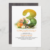 Kleine Pompoen Herfst 3e Verjaardagsfeestuitnodigi Kaart (Voorkant / Achterkant)