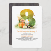 Kleine Pompoen Herfst 8e Verjaardagsfeestuitnodigi Kaart (Voorkant / Achterkant)