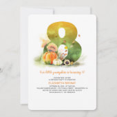 Kleine Pompoen Herfst 8e Verjaardagsfeestuitnodigi Kaart (Voorkant)