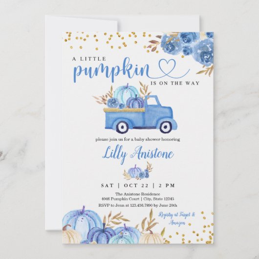 Kleine pompoen Herfst Baby Boy Shower Kaart (Voorkant)