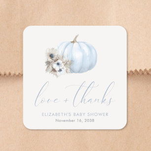 Kleine Pompoen Herfst Baby Jongen Shower Bedankt Vierkante Sticker