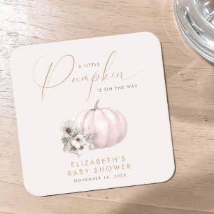 Kleine Pompoen Herfst Baby Meisje Shower Kartonnen Onderzetters