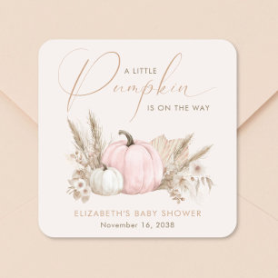 Kleine Pompoen Herfst Baby Meisje Shower Vierkante Sticker