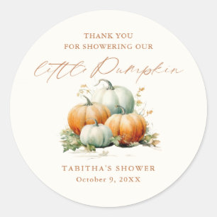 Kleine Pompoen Herfst Baby Shower Bedank Favoriet Ronde Sticker