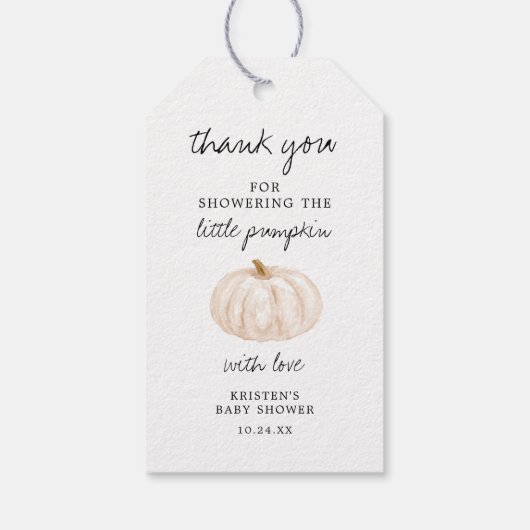 Kleine Pompoen Herfst Baby Shower Bedankt Cadeaulabel (Achterkant)