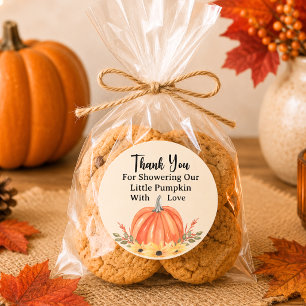 Kleine Pompoen Herfst Baby Shower Bedankt Ronde Sticker