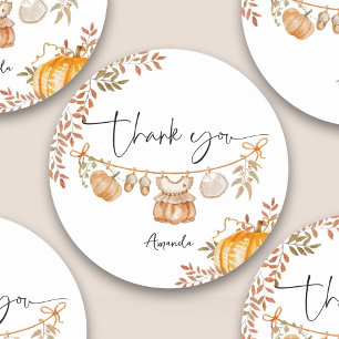 Kleine Pompoen Herfst Baby Shower Bedankt Ronde Sticker