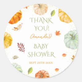 Kleine Pompoen Herfst Baby Shower Bedankt Ronde Sticker