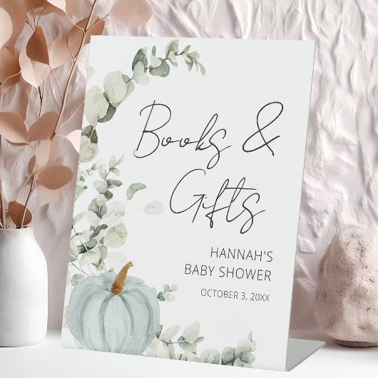 Kleine Pompoen Herfst Baby shower Cadeaubordje Reclamebord Met Voetstuk