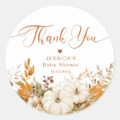 Kleine pompoen herfst baby shower dank u ronde sticker (Voorkant)