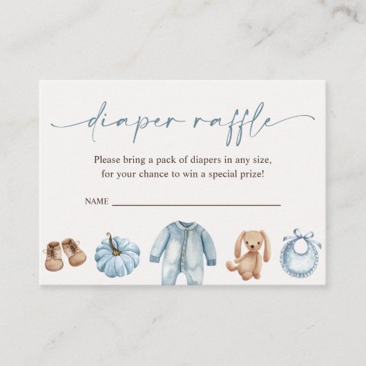 Kleine pompoen Herfst Baby shower Diaper Raffle Informatiekaartje (Voorkant)