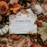 Kleine Pompoen Herfst Baby shower Familie Traditie Informatiekaartje<br><div class="desc">Introductie van onze "Little Pumpkin" Herfst Baby shower Family Traditions Enclosure Kaart, ontworpen om een oprechte touch toe te voegen aan uw herfstfeest. Deze kaart heeft een charmant pompoenmotief en nodigt gasten uit om hun favoriete familietradities te delen, waardoor een betekenisvolle aandenken voor de nieuwe aankomst wordt gecreëerd. Met zijn...</div>