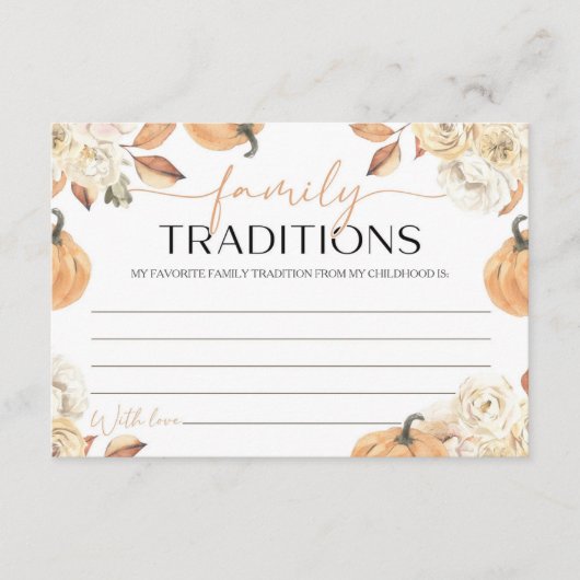 Kleine Pompoen Herfst Baby shower Familie Traditie Informatiekaartje (Voorkant)