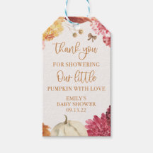Kleine pompoen HERFST BABY SHOWER FAVOR-tags