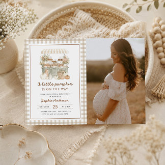 Kleine Pompoen Herfst Baby Shower Foto Kaart