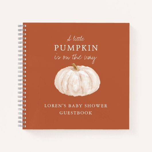 Kleine Pompoen Herfst Baby Shower Gastboek Notitieboek (Voorkant)