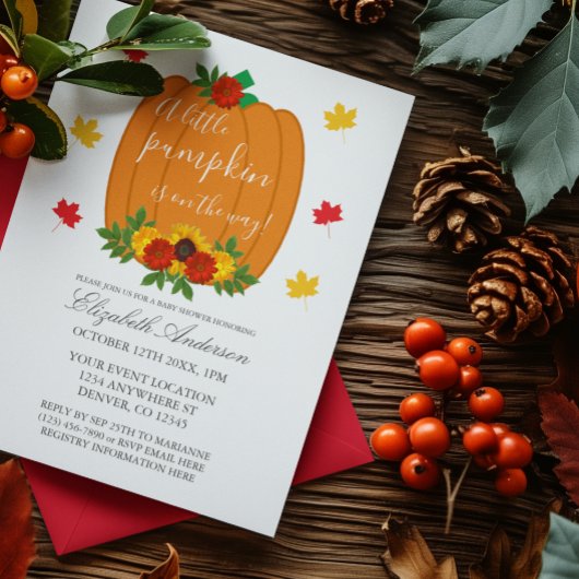 Kleine Pompoen Herfst Baby Shower Kaart
