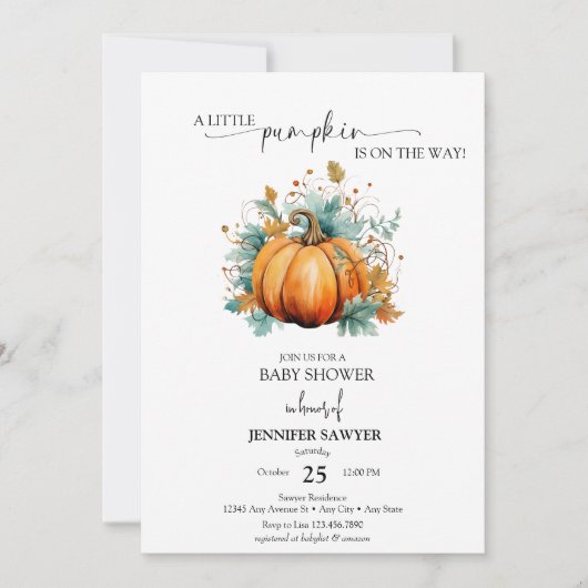 Kleine pompoen | HERFST BABY SHOWER Kaart (Voorkant)