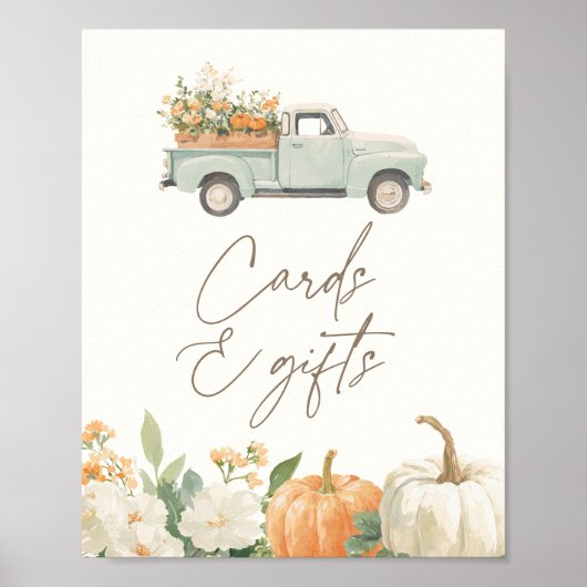 Kleine pompoen Herfst Baby shower Kaarten en gesch Poster (Voorkant)