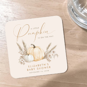 Kleine Pompoen Herfst Baby Shower Kartonnen Onderzetters