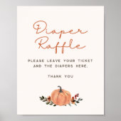 Kleine Pompoen Herfst Baby Shower Luier Raffle Poster (Voorkant)