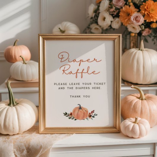 Kleine Pompoen Herfst Baby Shower Luier Raffle Poster