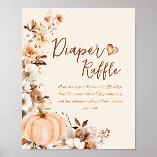 Kleine Pompoen Herfst Baby shower Luier Raffle Tek Poster (Voorkant)