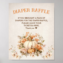 Kleine Pompoen Herfst Baby shower Luier Raffle Tek Poster