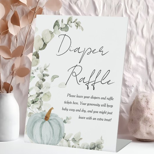 Kleine Pompoen Herfst Baby shower Luier Raffle Tek Reclamebord Met Voetstuk