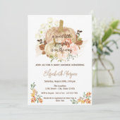 Kleine pompoen, herfst Baby shower met bladeren Kaart (Staand voorkant)