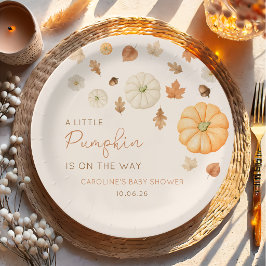Kleine Pompoen Herfst Baby Shower Papieren Bord