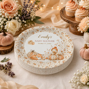 Kleine Pompoen Herfst Baby Shower Papieren Borden Bordje