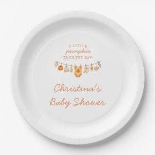 Kleine Pompoen Herfst Baby Shower Papieren Bordje
